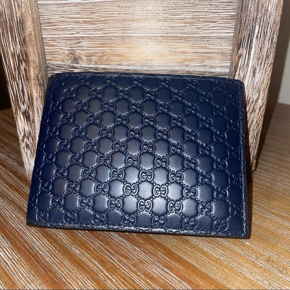 Gucci MicroGuccissima GG Logo Blue Leather Wallet with Removable Insert - Picture 2 of 16